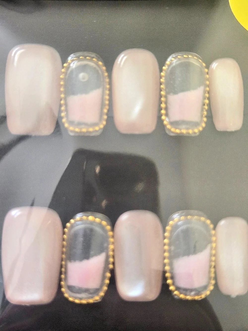 Pink & Gold Color Block Water Press-On Nails NWT